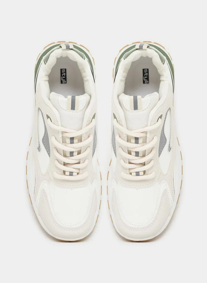 Styli Color Block Lace Up Sneakers