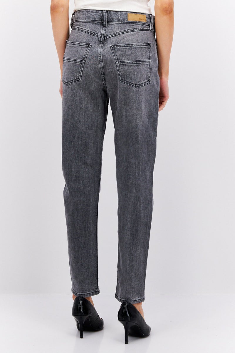 ESPRIT Women Mom Fit Washed Stretchable Jeans, Grey - Image 3