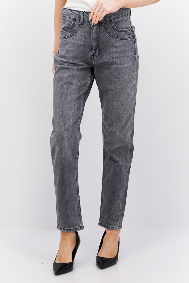 ESPRIT Women Mom Fit Washed Stretchable Jeans, Grey - Image 1