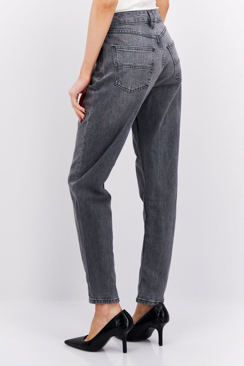 ESPRIT Women Mom Fit Washed Stretchable Jeans, Grey - Image 2