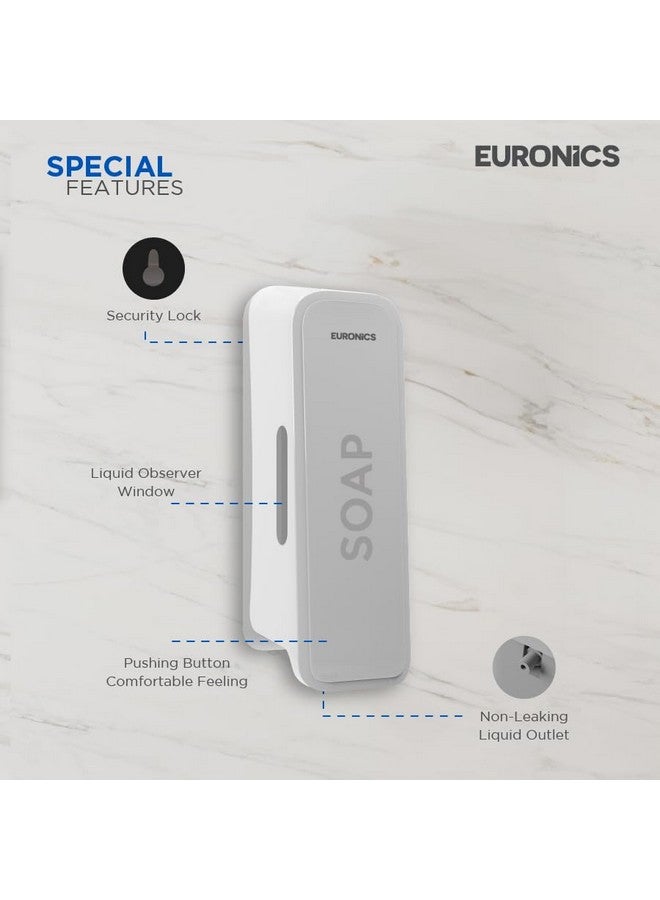 EURONICS Plastic 300 Ml Liquid Soap Dispenser For Bathroom & Offices | Wall Mounted | Ea51, White - Image 2