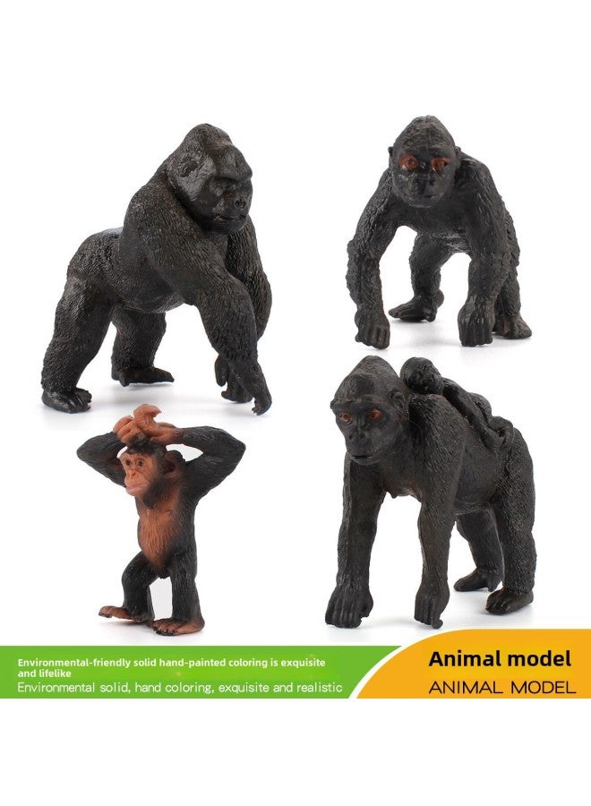 Simulation Wild Animal Model Chimpanzee Back Baby Standing Orangutan Chimpanzee Chimpanzee Zoo Gorilla Ornaments Toy-Color:M4132 Mini Monkey Model 50.8g  - Image 2