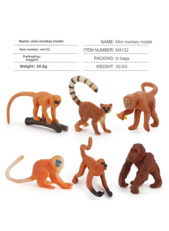 Simulation Wild Animal Model Chimpanzee Back Baby Standing Orangutan Chimpanzee Chimpanzee Zoo Gorilla Ornaments Toy-Color:M4132 Mini Monkey Model 50.8g  - Image 1