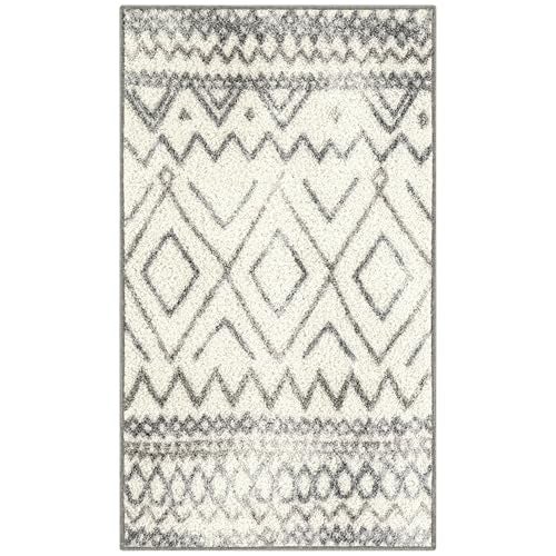 Maples Rugs Abstract Diamond Modern Distressed Kitchen Rugs Non Skid Accent Area Floor Mat [Made in USA], 1'8 x 2'10, Neutral - Image 1