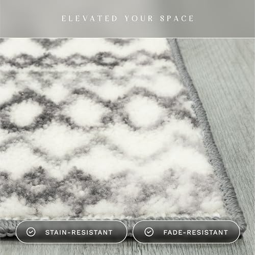 Maples Rugs Abstract Diamond Modern Distressed Kitchen Rugs Non Skid Accent Area Floor Mat [Made in USA], 1'8 x 2'10, Neutral - Image 4