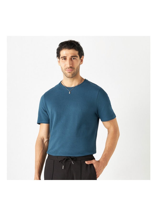 Iconic - Textured Crew Neck T-Shirt - Image 1