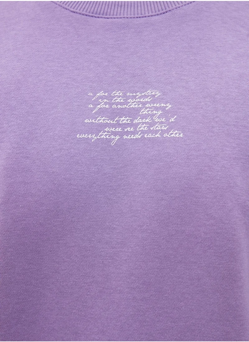 trendyol Slogan Seam Detail Sweatshirt