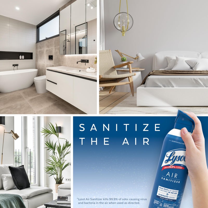 ليزول بخاخ معقم للهواء من لايسول، لتعقيم الهواء وإزالة الروائح، برائحة الكتان الأبيض، 10 أونصة سائلة (عبوة من 3) - Image 3