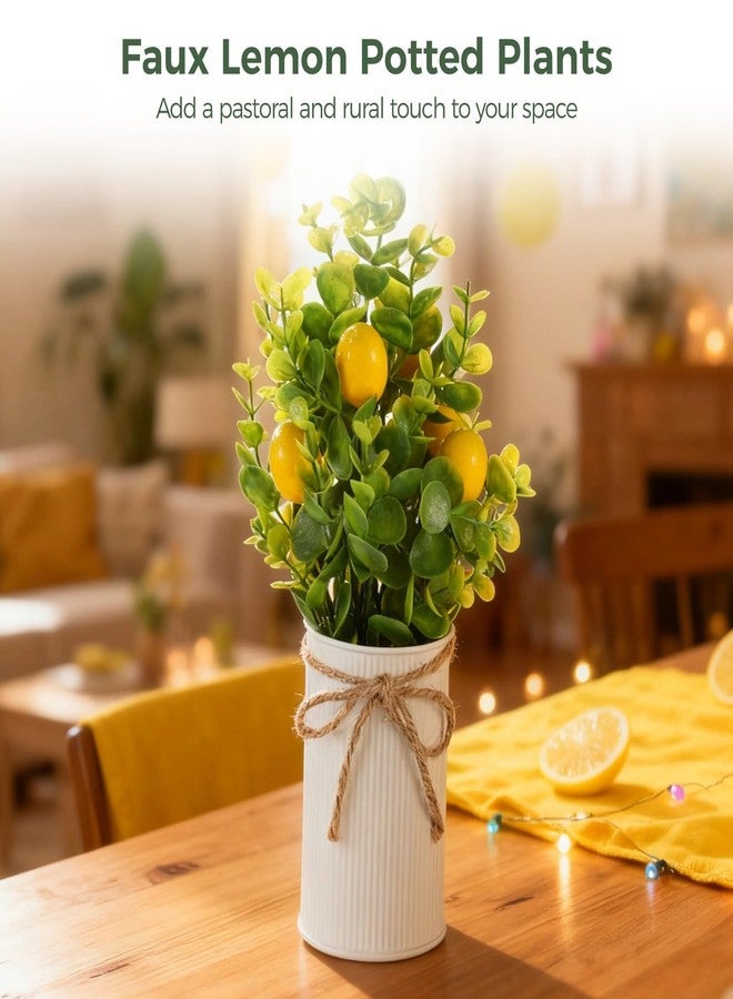 NIMBLOOM 8 Pcs 11.02 Inch Faux Lemon Potted Plants, Realistic Artificial Lemon Trees in Metal Pots for Table Centerpieces, Kitchen Decor & Farmhouse Style, Indoor/Outdoor Use - Image 2