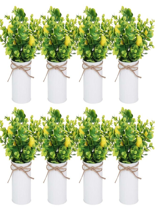 NIMBLOOM 8 Pcs 11.02 Inch Faux Lemon Potted Plants, Realistic Artificial Lemon Trees in Metal Pots for Table Centerpieces, Kitchen Decor & Farmhouse Style, Indoor/Outdoor Use - Image 1