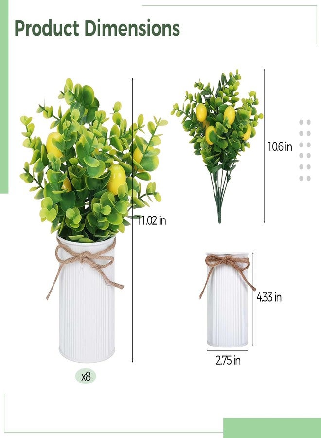 NIMBLOOM 8 Pcs 11.02 Inch Faux Lemon Potted Plants, Realistic Artificial Lemon Trees in Metal Pots for Table Centerpieces, Kitchen Decor & Farmhouse Style, Indoor/Outdoor Use - Image 4