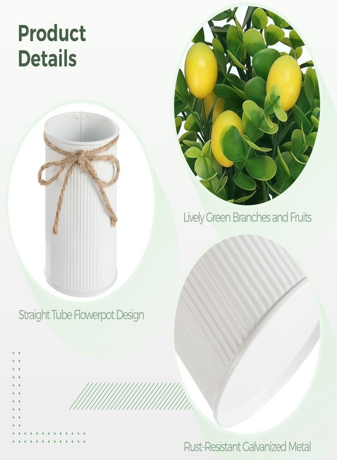 NIMBLOOM 8 Pcs 11.02 Inch Faux Lemon Potted Plants, Realistic Artificial Lemon Trees in Metal Pots for Table Centerpieces, Kitchen Decor & Farmhouse Style, Indoor/Outdoor Use - Image 3