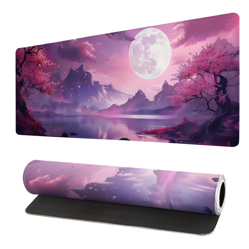 Brecoy Gaming Mouse Pad Desk Pad,Extended Big Mouse Pad,31.5x11.8 Inch Long Computer Keyboard Mouse Mat Mousepad with 3mm Non-Slip Base and Stitched Edge for Gaming and Officeâ€¦ (Pink Canyon) - Image 1