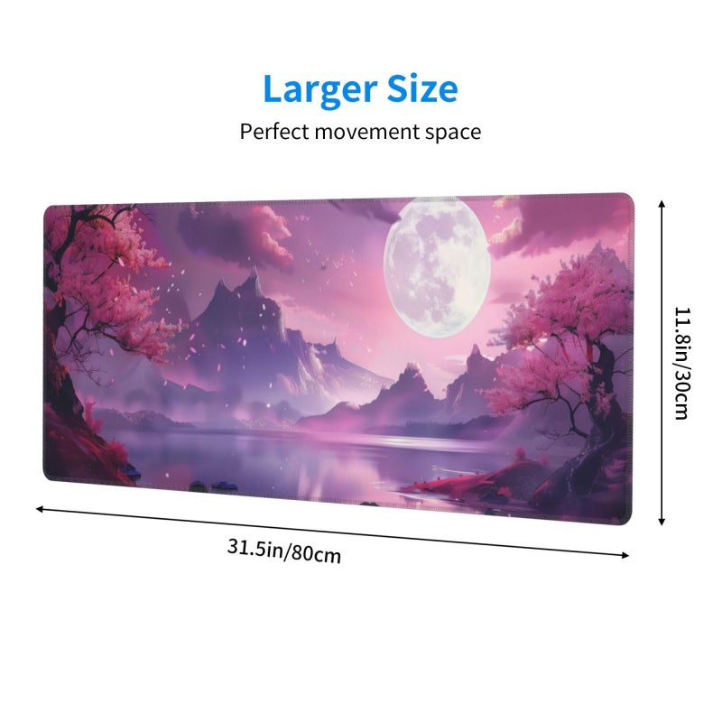 Brecoy Gaming Mouse Pad Desk Pad,Extended Big Mouse Pad,31.5x11.8 Inch Long Computer Keyboard Mouse Mat Mousepad with 3mm Non-Slip Base and Stitched Edge for Gaming and Officeâ€¦ (Pink Canyon) - Image 2