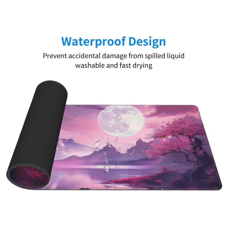 Brecoy Gaming Mouse Pad Desk Pad,Extended Big Mouse Pad,31.5x11.8 Inch Long Computer Keyboard Mouse Mat Mousepad with 3mm Non-Slip Base and Stitched Edge for Gaming and Officeâ€¦ (Pink Canyon) - Image 3