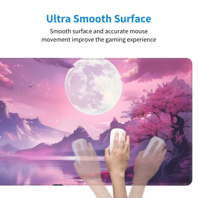Brecoy Gaming Mouse Pad Desk Pad,Extended Big Mouse Pad,31.5x11.8 Inch Long Computer Keyboard Mouse Mat Mousepad with 3mm Non-Slip Base and Stitched Edge for Gaming and Officeâ€¦ (Pink Canyon) - Image 4