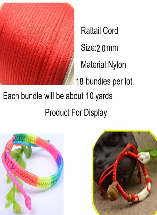 PAMIR TONG Assorted Nylon Satin Rattail Cord String 2mm Chinese Knot Beading Cord for Kumihimo, Bracelet, Necklace, Jewelry Mkaing & DIY Crafts 18 Colors 180 Yards. - Image 4
