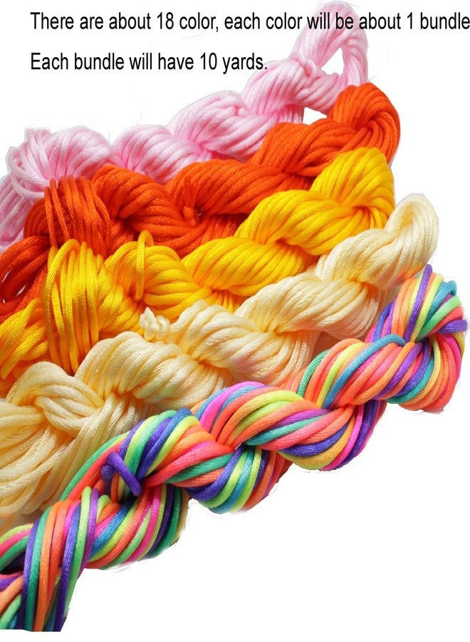 PAMIR TONG Assorted Nylon Satin Rattail Cord String 2mm Chinese Knot Beading Cord for Kumihimo, Bracelet, Necklace, Jewelry Mkaing & DIY Crafts 18 Colors 180 Yards. - Image 2