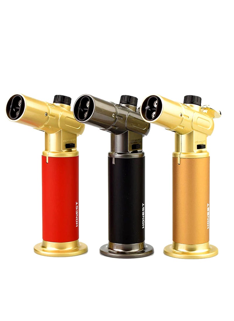 Honest - Windproof Torch Lighter Butane Refillable Gas Lighter Double Jet Flame Adjustable (Butane Gas Not Included) for Bakhoor charcoal,Candle,Cooking,Camping,Baking,BBQ - Image 1