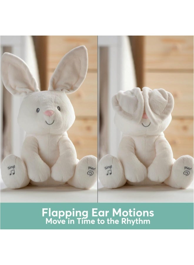 PLAY Interactive Singing Peek-a-Boo Bunny Plush Toy for Babies & Toddlers | Musical Rabbit Stuffed Animal with Songs & Sound Effects | Soft Plush Comfort Toy Gift | Cream White - Image 3