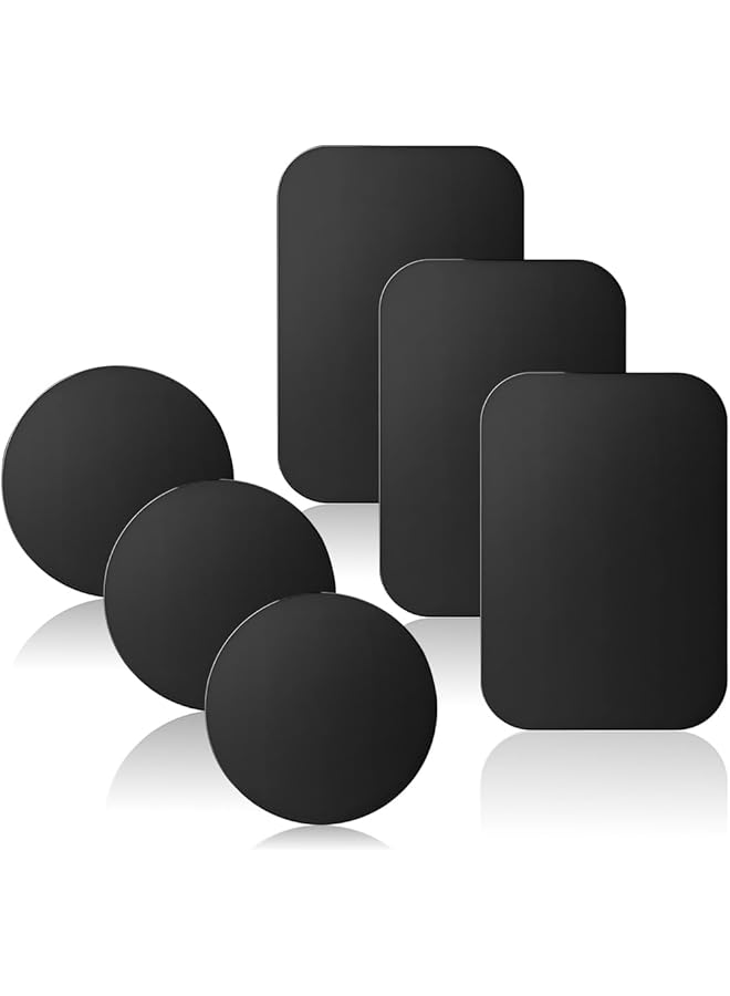S-TOP 6Pcs Metal Plates for Wireless Charging, Thin Metal Plates for Magnetic Phone Mounts, 3.5cm Dia Round & 4x5.8cm Rectangle Metal Plates for Magnetic Phone Mount Car Phone Holder - Image 1