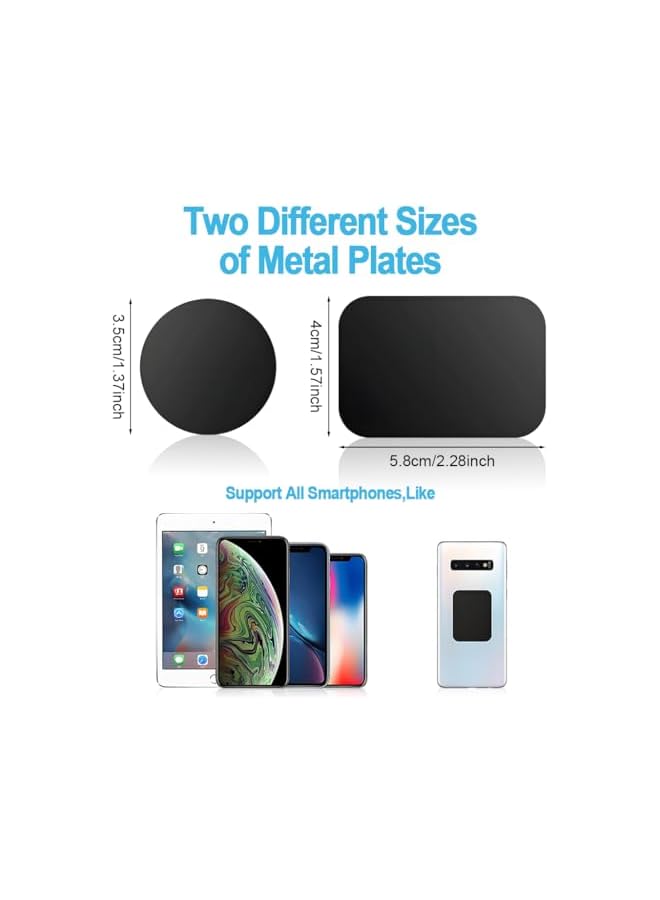 S-TOP 6Pcs Metal Plates for Wireless Charging, Thin Metal Plates for Magnetic Phone Mounts, 3.5cm Dia Round & 4x5.8cm Rectangle Metal Plates for Magnetic Phone Mount Car Phone Holder - Image 2