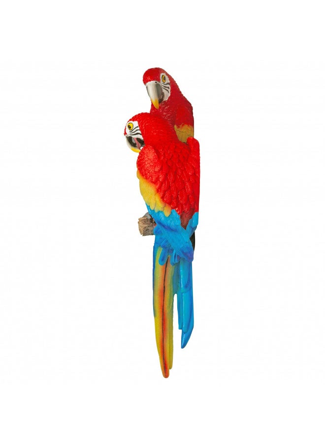Design Toscano Tropical Scarlet Macaws Wall Sculpture, 22 Inch, Full Color
