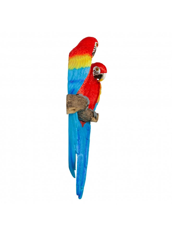 Design Toscano Tropical Scarlet Macaws Wall Sculpture, 22 Inch, Full Color