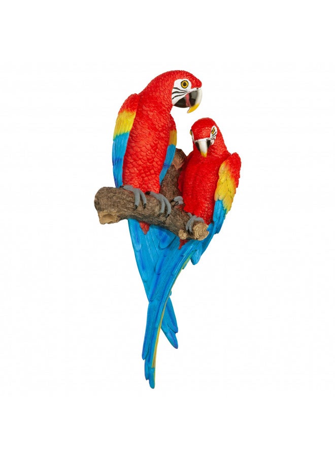 Design Toscano Tropical Scarlet Macaws Wall Sculpture, 22 Inch, Full Color