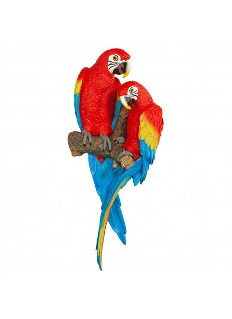Design Toscano Tropical Scarlet Macaws Wall Sculpture, 22 Inch, Full Color