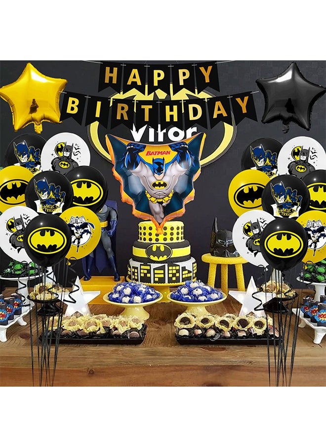 Batman Party Decorations, Birthday Decorations, Balloons Banner, Batman Tablecloth Birthday Party Supplies  - Image 3