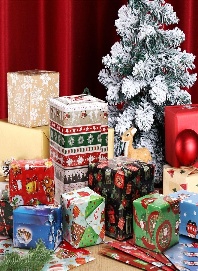 Cholemy 72 Sheets Christmas Gift Wrapping Papers 20" x 29" Holiday Santa Candy Canes Tree Snowflakes 24 Designs Gift Wrapper Folded Xmas Wrapping Sheets for Holiday, Party, Celebration, Folded Flat - Image 4