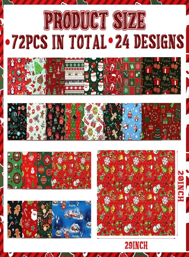 Cholemy 72 Sheets Christmas Gift Wrapping Papers 20" x 29" Holiday Santa Candy Canes Tree Snowflakes 24 Designs Gift Wrapper Folded Xmas Wrapping Sheets for Holiday, Party, Celebration, Folded Flat - Image 2
