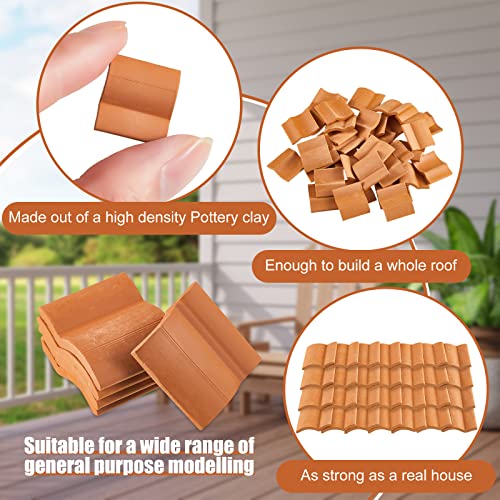 Charniol Miniature Roof Tiles Model Building Set Dollhouse Shingles Clay Roof Tiles for Model Fake Landscape Accessories for Crafts Project Shed DIY Kitchen Garden Diorama Roofing - Image 3