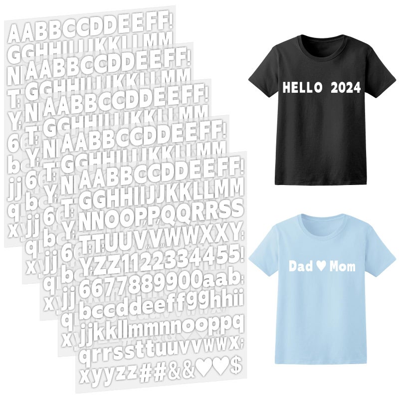 Craftizon 1 inch Iron on Letters and Numbers for Clothing, 5 Sheets 755 Pieces Uppercase and Lowercase A-Z, 0-9 - PU Vinyl Heat Transfer Alphabet Stickers for Fabric T-Shirt Designs DIY Crafts - Image 1
