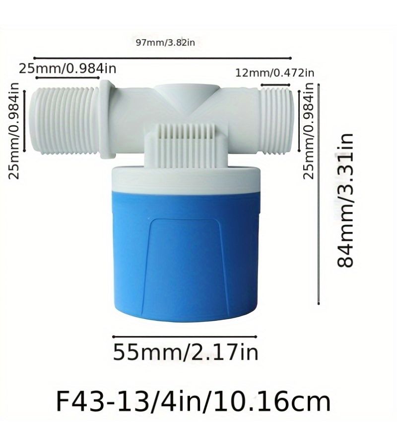 أزرق وأبيض، 6 نقاط، جهاز تحكم داخلي لمستوى الماء عند المدخل الجانبي، الطراز F43-1 - Image 5