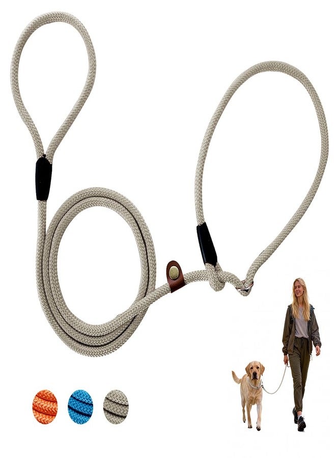 nets Tribe 6 FT Dog Leash for Large, Medium Dogs, Heavy Duty Dog Lead with Leather Tailor Connection, No Pull Training Lead Durable Rope Slip Leash, for Outside Walking, Playing, Camping, Yard (Light Brown) - Image 1