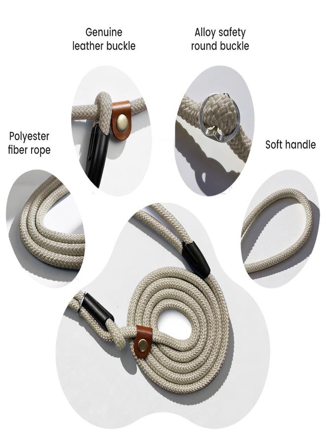 nets Tribe 6 FT Dog Leash for Large, Medium Dogs, Heavy Duty Dog Lead with Leather Tailor Connection, No Pull Training Lead Durable Rope Slip Leash, for Outside Walking, Playing, Camping, Yard (Light Brown) - Image 2