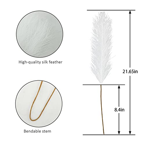 obbsie 50pcs White Faux Pampas Grass Decor, 21.6" Short Artificial Pompous Grass Floral Fake Pompas Grass Branches Vase Filler Flower Arrangement for Home Wedding Boho Decor - Image 5
