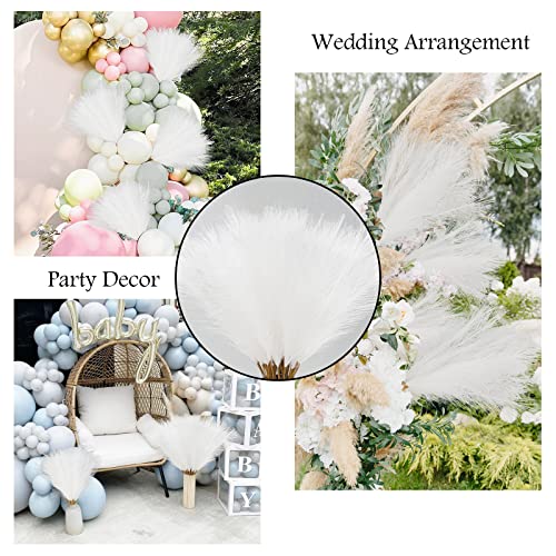 obbsie 50pcs White Faux Pampas Grass Decor, 21.6" Short Artificial Pompous Grass Floral Fake Pompas Grass Branches Vase Filler Flower Arrangement for Home Wedding Boho Decor - Image 3
