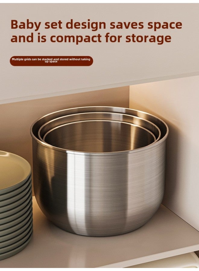 304 Stainless Steel Basin Baking Tools Deepening Egg Bowl Cake Container Special Baking Cream Mixer-Colour:Medium Food Grade 304 Stainless Steel—21cm+ 8inch Chiffon Cake Mold  - Image 5