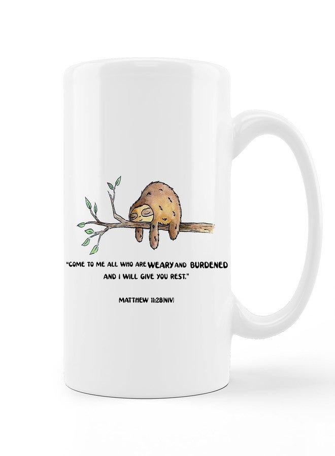 kunlisa Funny Sloth Mugs Cup,Matthew 11:28 Bible Verse Scripture Come to Me Ceramic Mug-11oz Coffee Milk Tea Mug Cup,Christian Faith Mugs,Gifts for Christian Women Men Teens Girls Boys,Sloth Lover Gift - Image 1