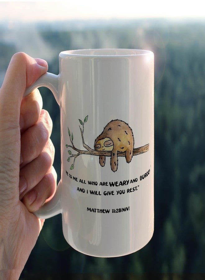 kunlisa Funny Sloth Mugs Cup,Matthew 11:28 Bible Verse Scripture Come to Me Ceramic Mug-11oz Coffee Milk Tea Mug Cup,Christian Faith Mugs,Gifts for Christian Women Men Teens Girls Boys,Sloth Lover Gift - Image 3