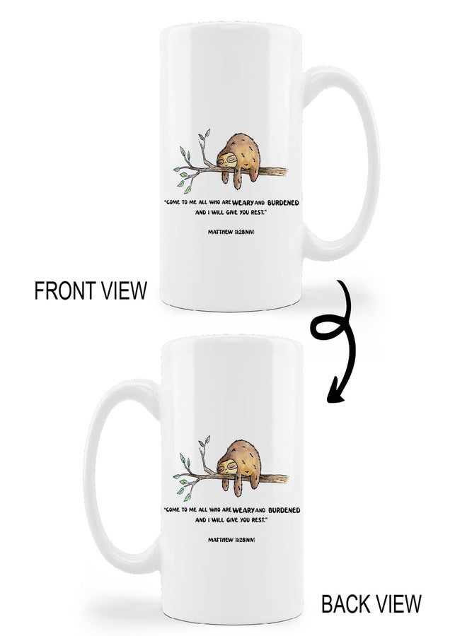 kunlisa Funny Sloth Mugs Cup,Matthew 11:28 Bible Verse Scripture Come to Me Ceramic Mug-11oz Coffee Milk Tea Mug Cup,Christian Faith Mugs,Gifts for Christian Women Men Teens Girls Boys,Sloth Lover Gift - Image 4