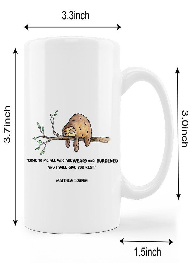 kunlisa Funny Sloth Mugs Cup,Matthew 11:28 Bible Verse Scripture Come to Me Ceramic Mug-11oz Coffee Milk Tea Mug Cup,Christian Faith Mugs,Gifts for Christian Women Men Teens Girls Boys,Sloth Lover Gift - Image 5