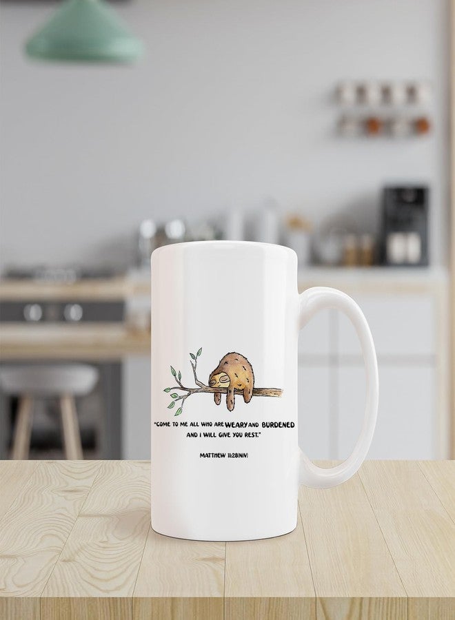 kunlisa Funny Sloth Mugs Cup,Matthew 11:28 Bible Verse Scripture Come to Me Ceramic Mug-11oz Coffee Milk Tea Mug Cup,Christian Faith Mugs,Gifts for Christian Women Men Teens Girls Boys,Sloth Lover Gift - Image 2