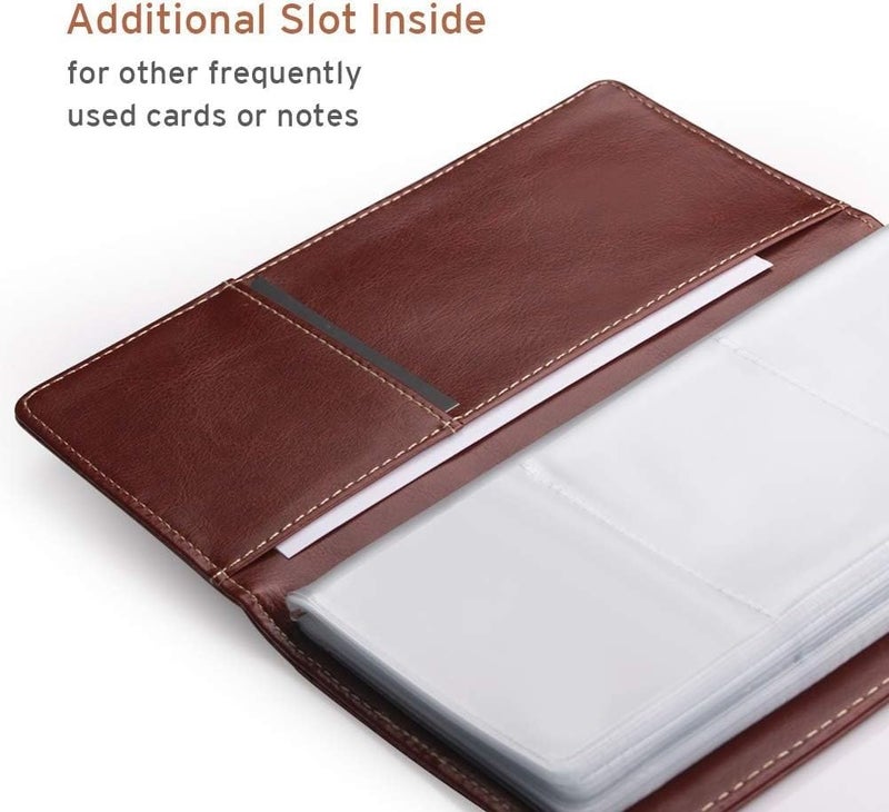 CareTick Business Card Holder Book, 240 Card Capacity, Soft PU Leather Name Card Organizer with 120 Pockets, Business and Credit Card Album for Office (Brown, Soft Leather) - Image 5