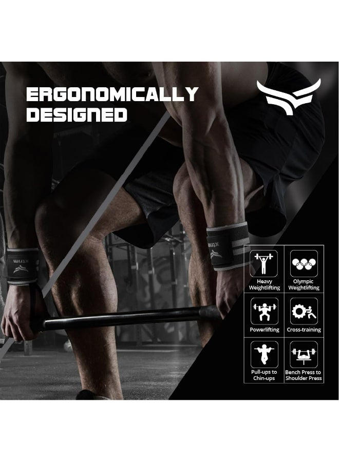 XTRIM Wrist Support for Men & Women, Wrist Band for Men, Wrist Wrap, Gym Fitness Band, Equipment for Home, Gym Exercise Accessories (Black & Grey) - Image 2
