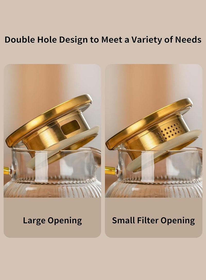 LENND Glass Water Bottle with Lid, 68oz/2L Classic Vertical Stripes Water Bottle, Glass Water Bottle for Cold Brew Coffee, Coffee, Lemonade, Iced Sun Tea, Beverages, Milk, Heat Resistant, 1 Pack - Image 3