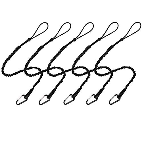 CYSKY Tool Lanyard, 5 Pack Safety Tool Leash, Retractable Bungee Cord with Aluminum Lock Carabiner and Adjustable Loop End, Maximum Weight Limit 13.6KG / 30lb, Fall Restraint with Shock Cord Stopper - Image 1